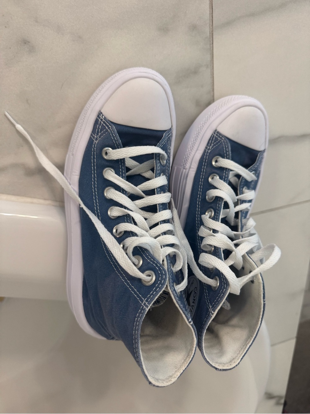 Converse High-Top Canvas Sneakers - Blue & White- Converse Move Women’s 7.5 - Picture 3 of 3